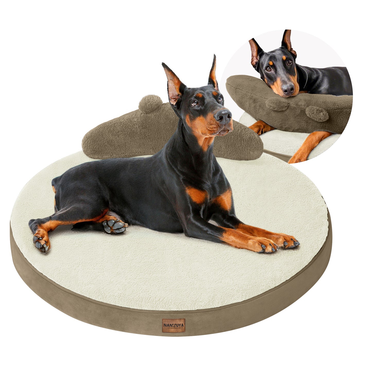 Round Dog Bed with Pillow