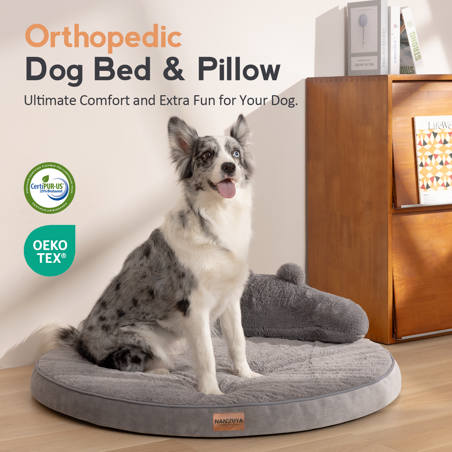 Round Dog Bed with Pillow