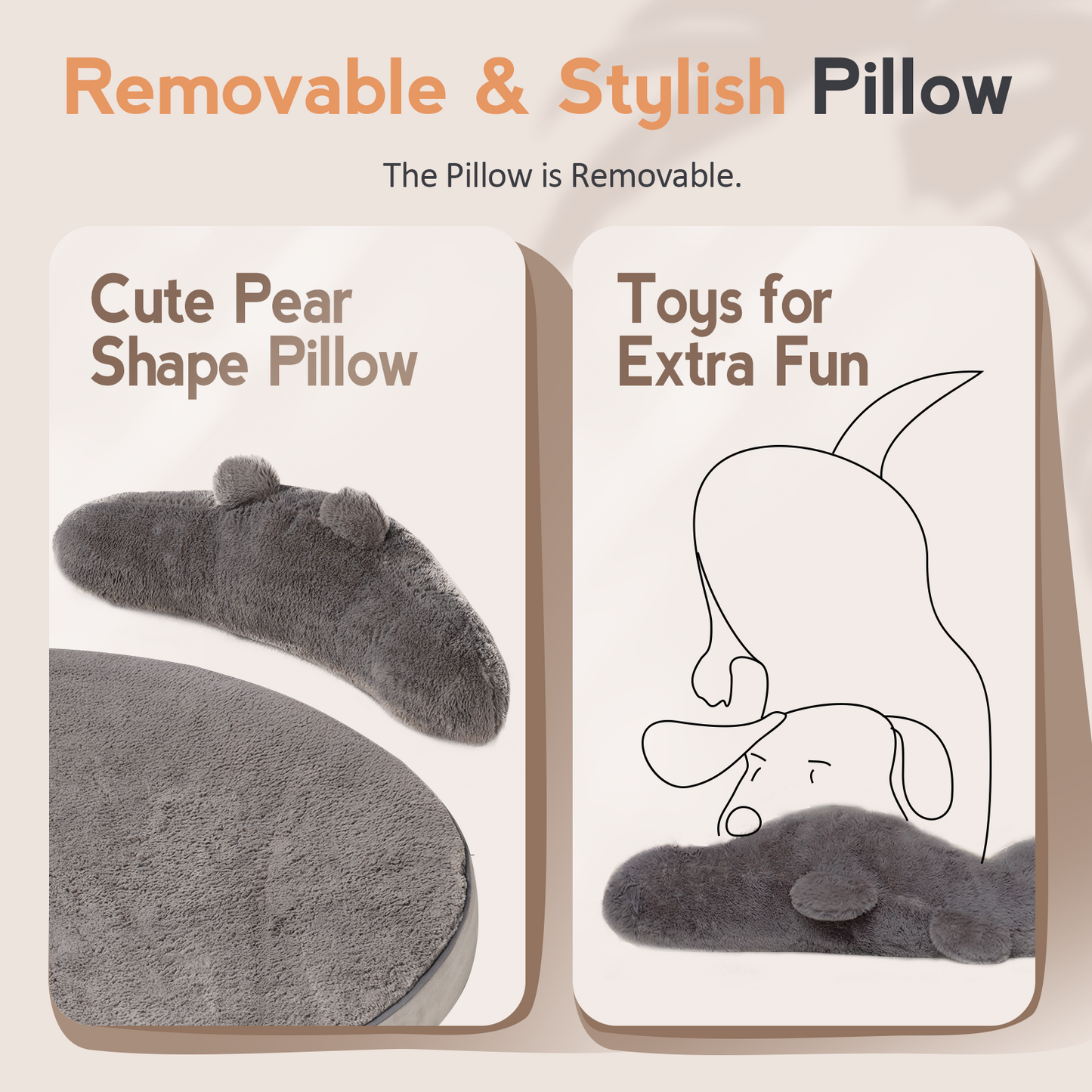 Round Dog Bed with Pillow