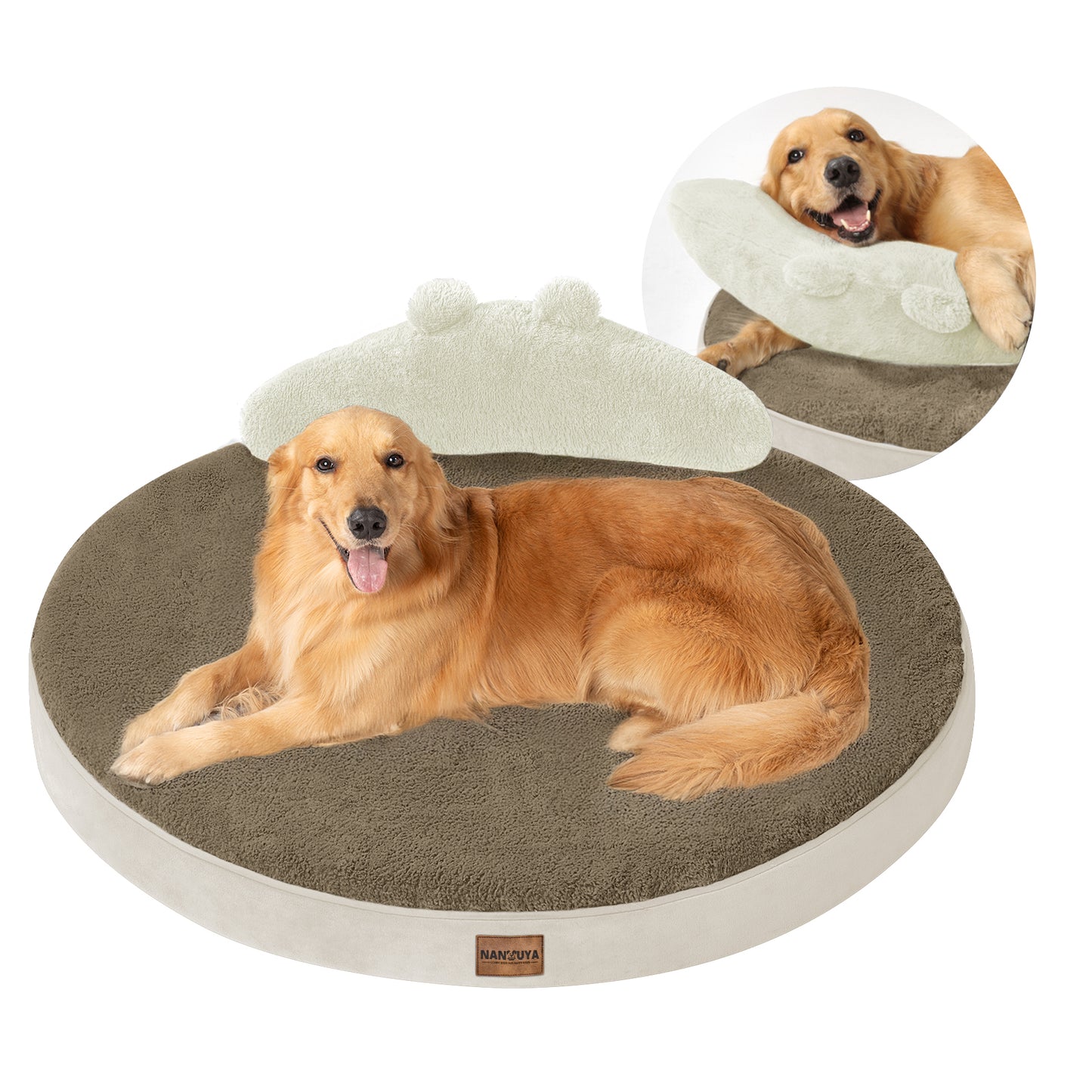 Round Dog Bed with Pillow