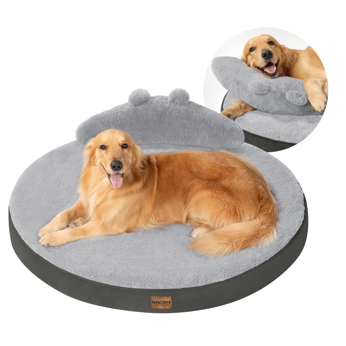 Round Dog Bed with Pillow