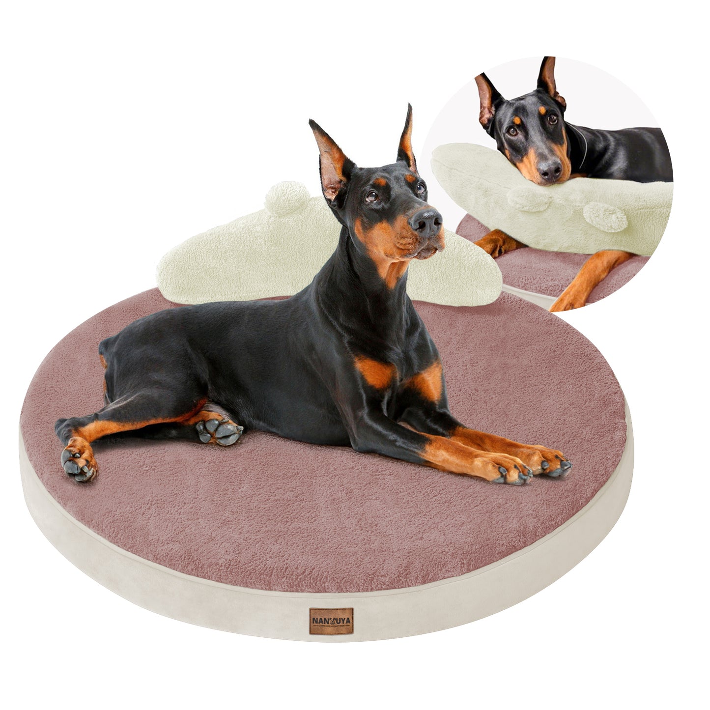 Round Dog Bed with Pillow