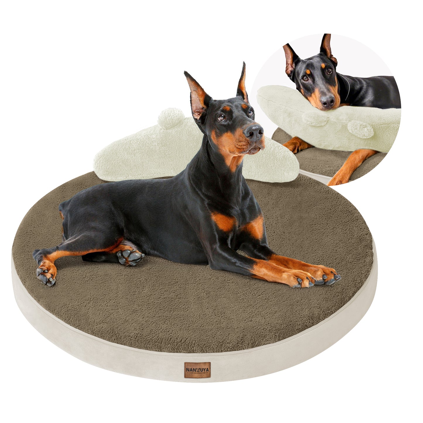 Round Dog Bed with Pillow